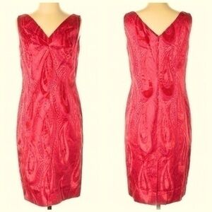 Barbara Tfank Brocade Cocktail Dress Red - Sleeveless Back Zip